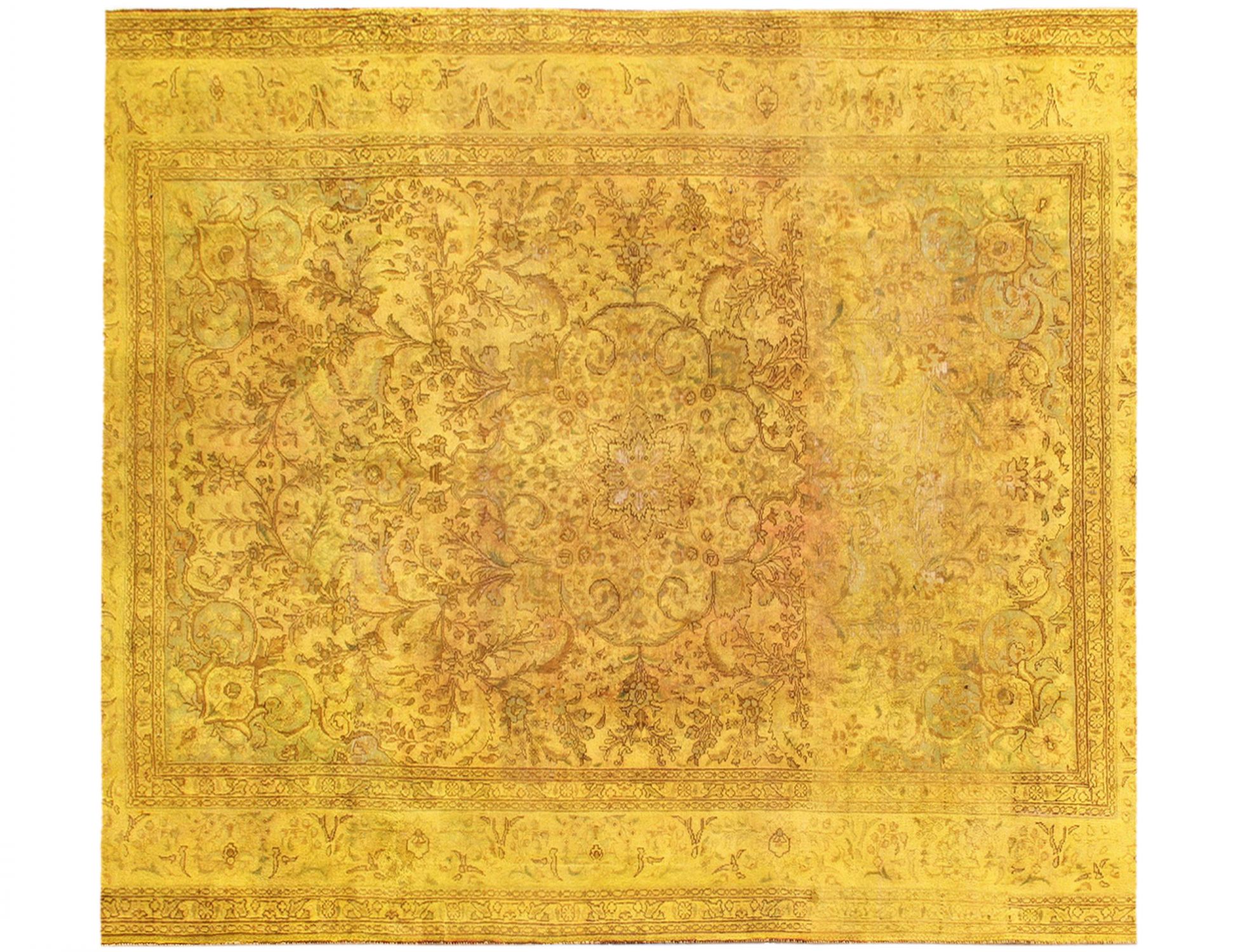 Tappeto vintage persiano  giallo <br/>250 x 250 cm