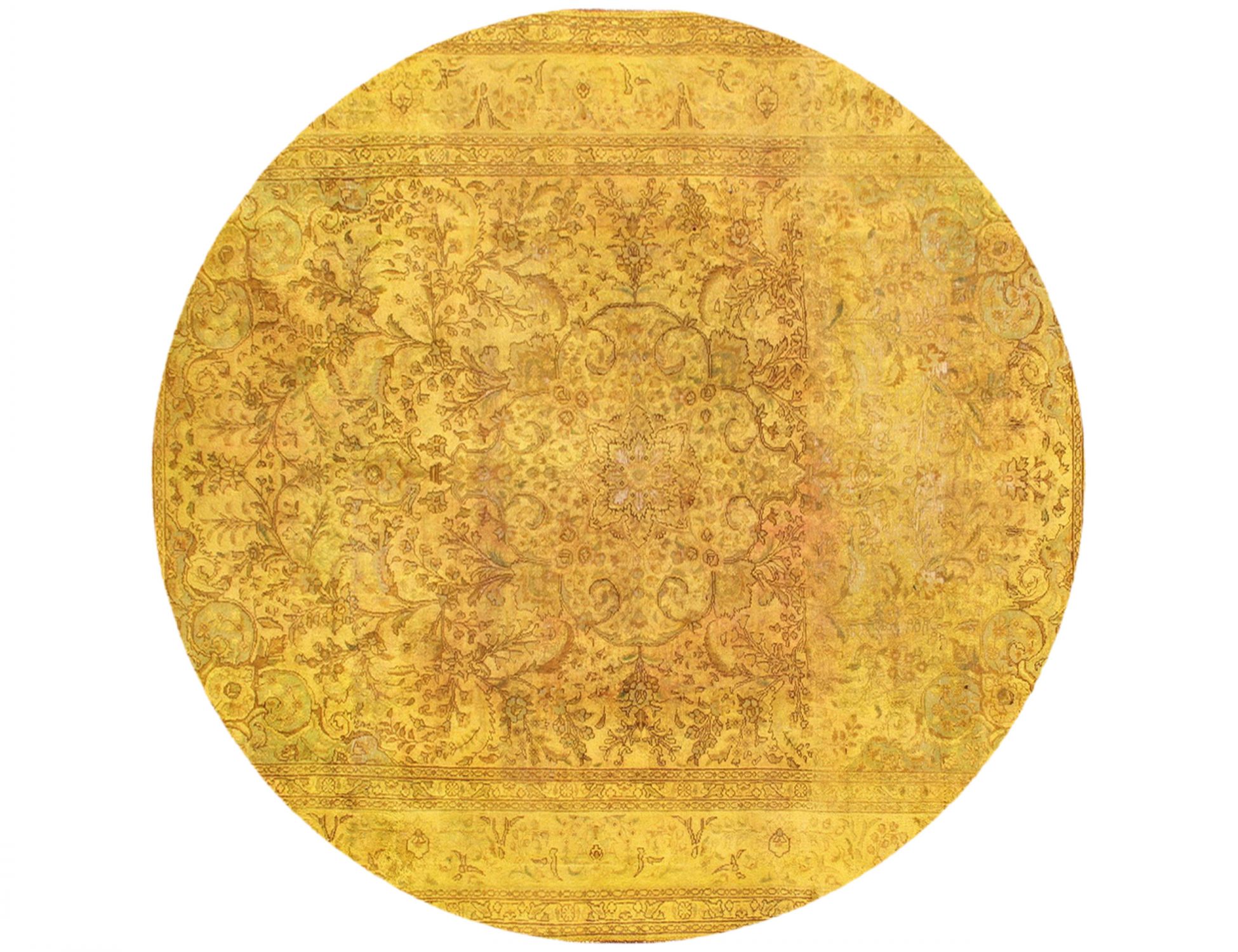 Rund  Vintage Teppich  gelb <br/>250 x 250 cm