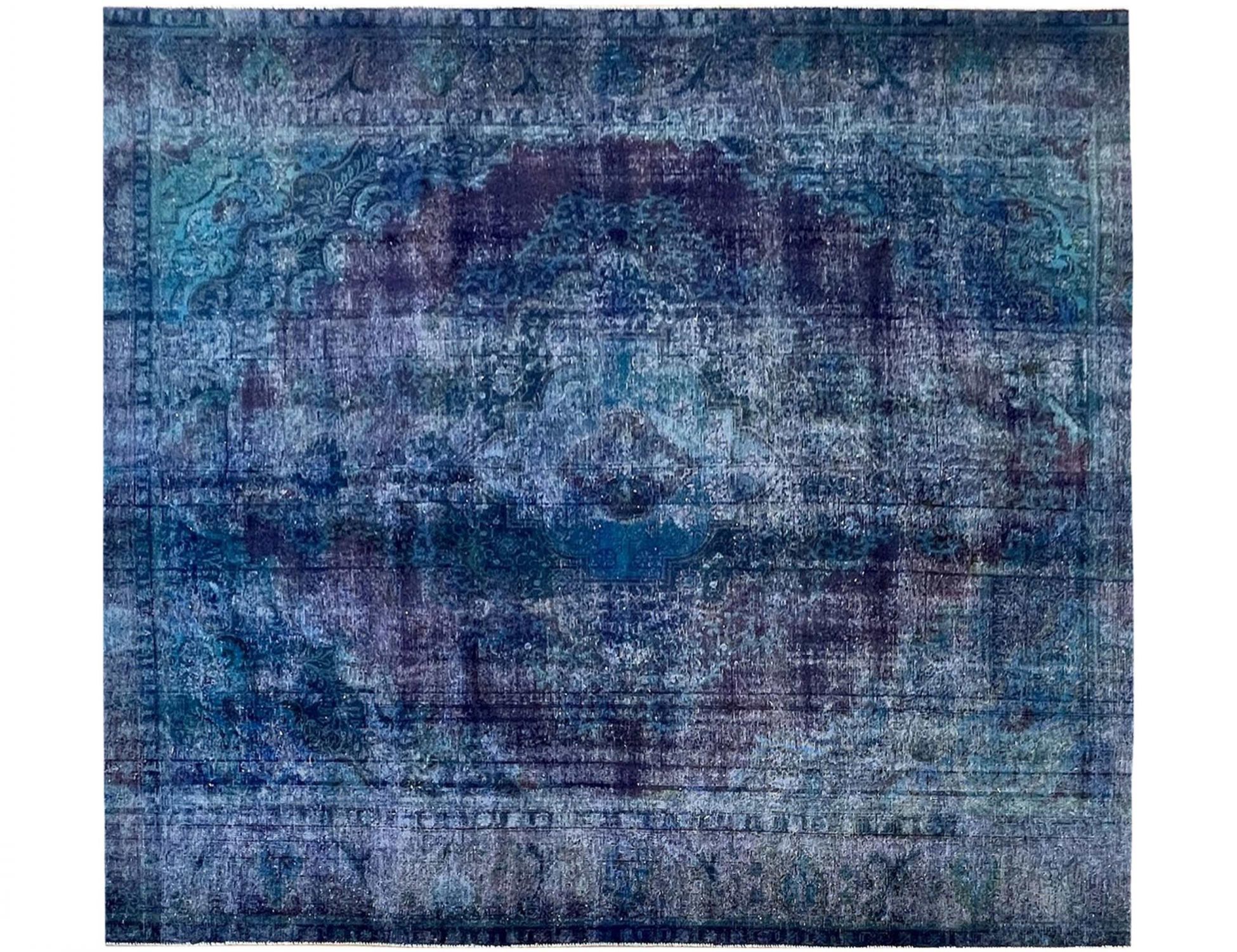 Quadrat Vintage Teppich  blau  280 x 280 cm