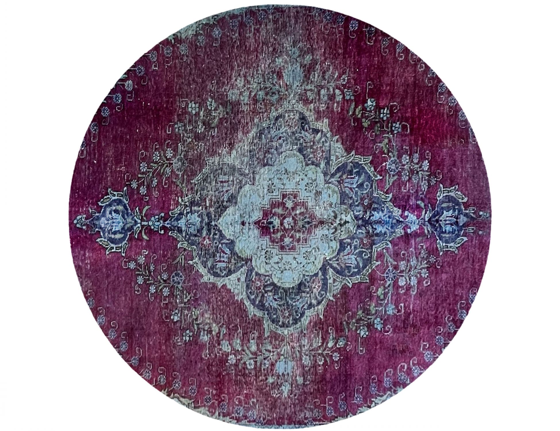 Rund Vintage Teppich  blau <br/>173 x 173 cm