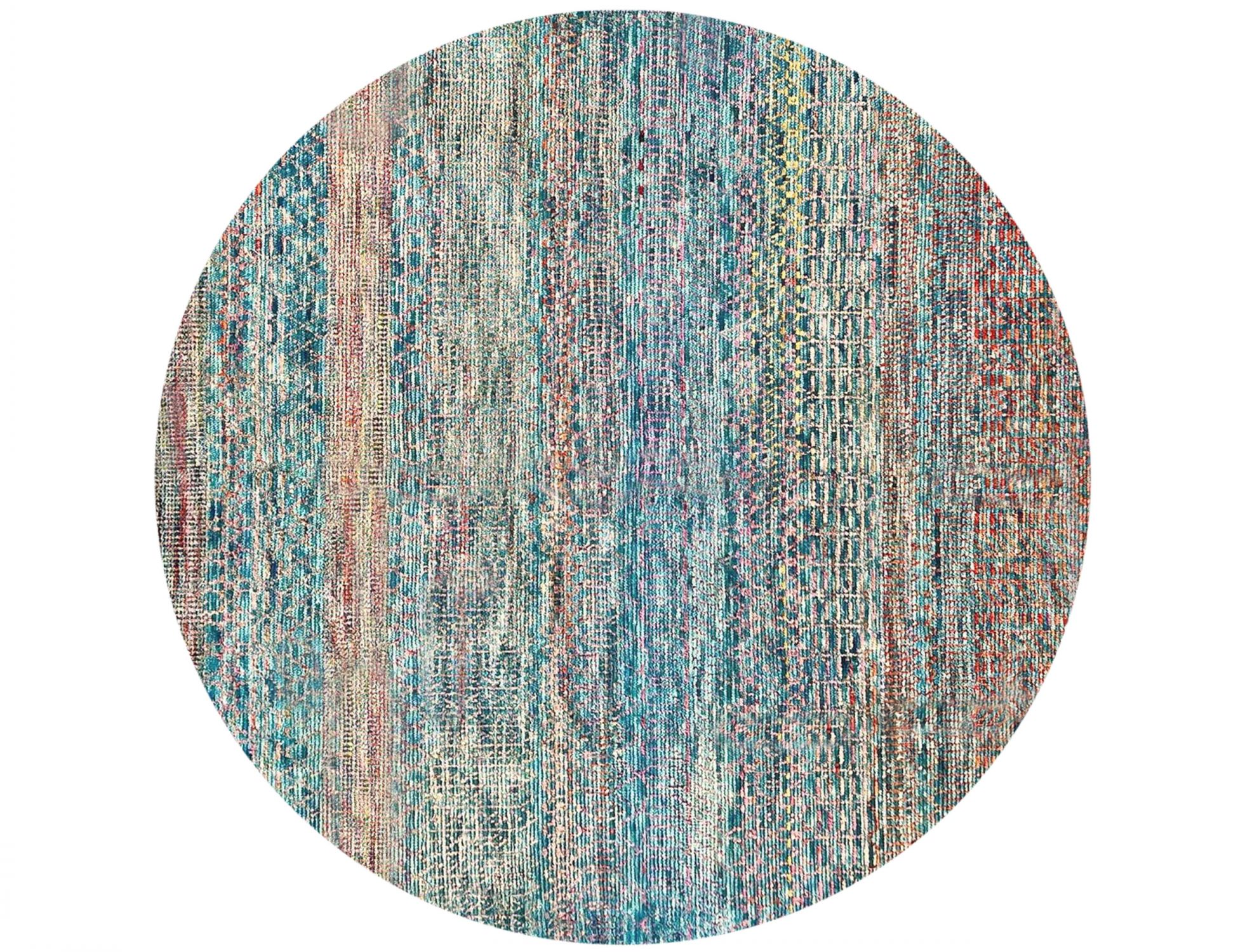 Rund Taj Wolle & Seide  blau <br/>247 x 247 cm