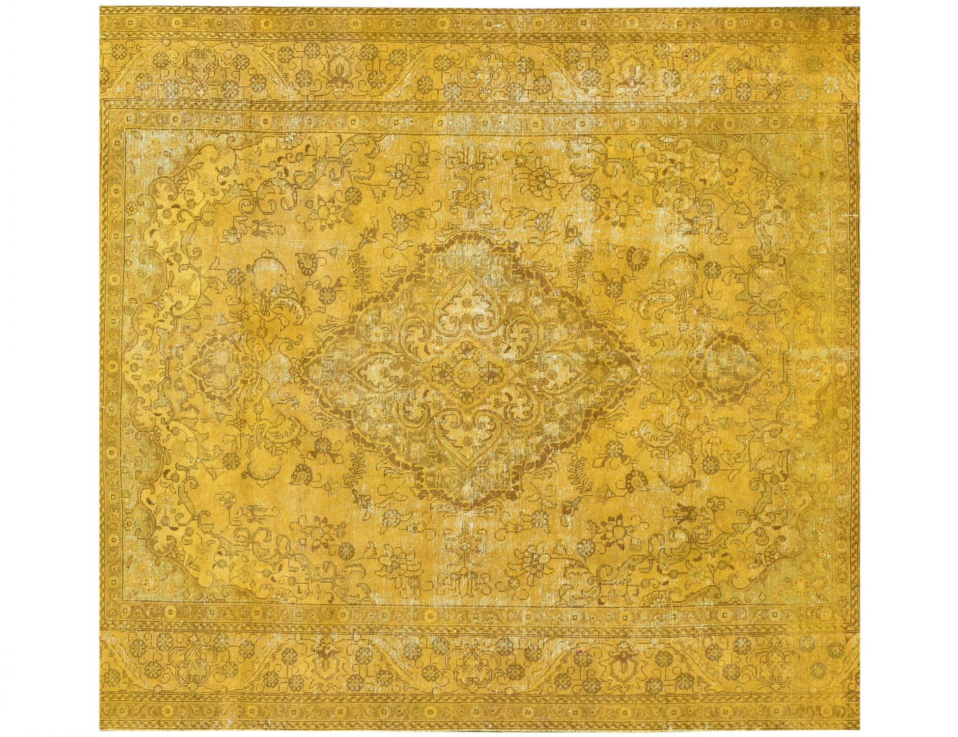 Tappeto vintage persiano  giallo <br/>295 x 295 cm
