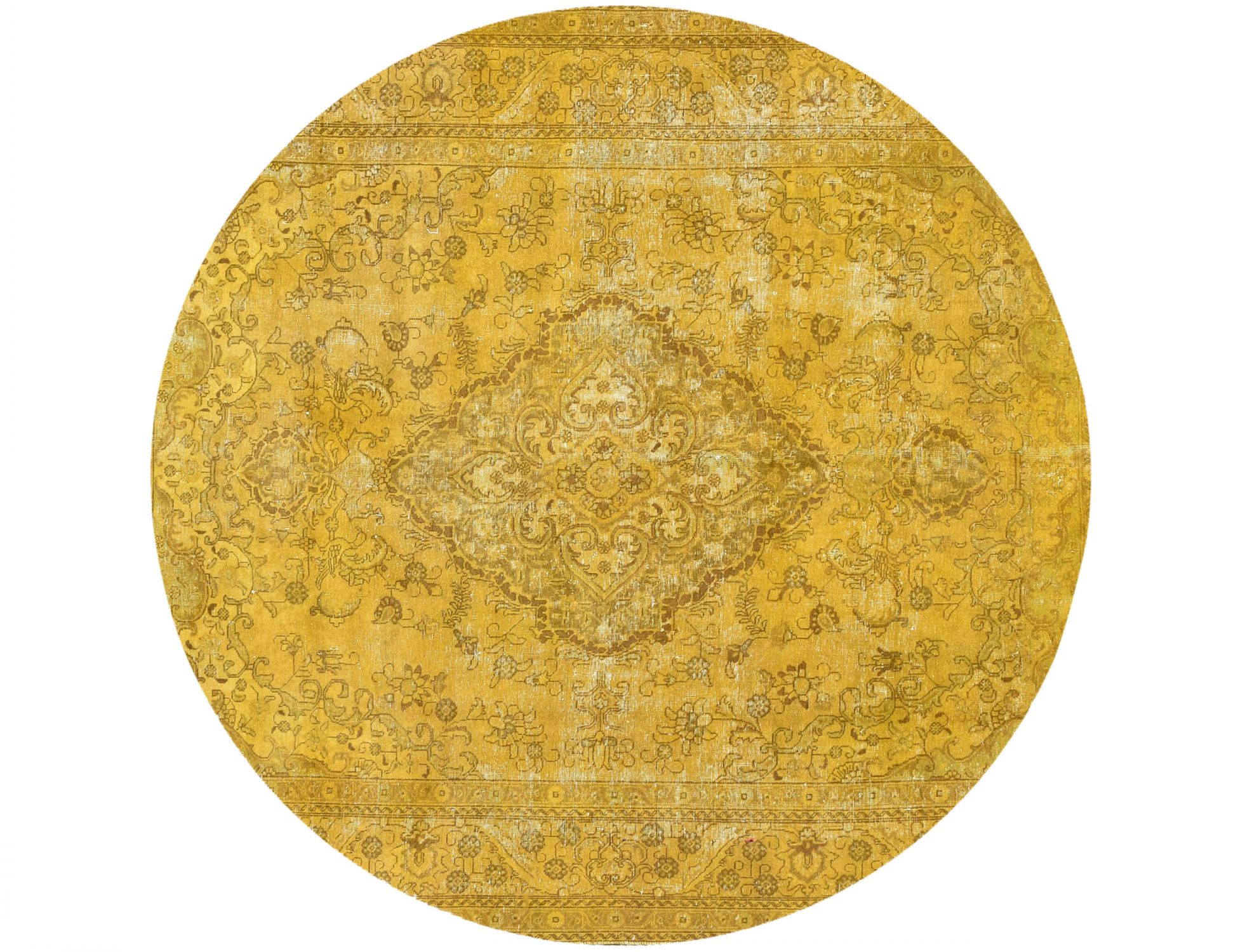 Rund  Vintage Teppich  gelb <br/>295 x 295 cm
