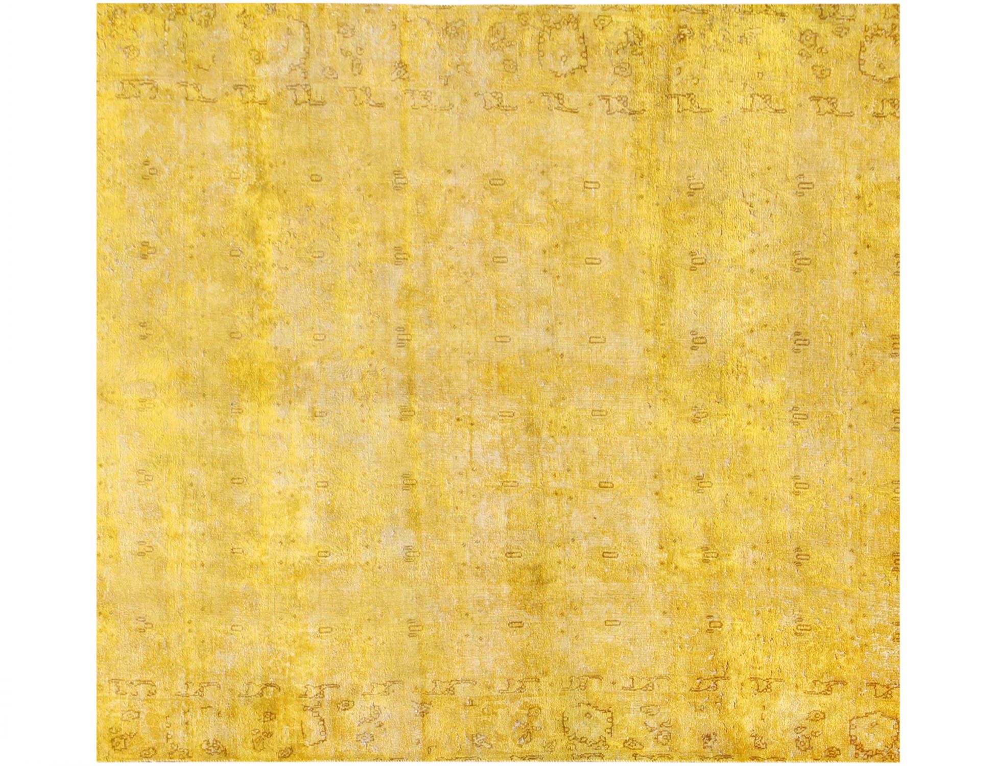 Tapis Persan vintage  jaune <br/>190 x 190 cm
