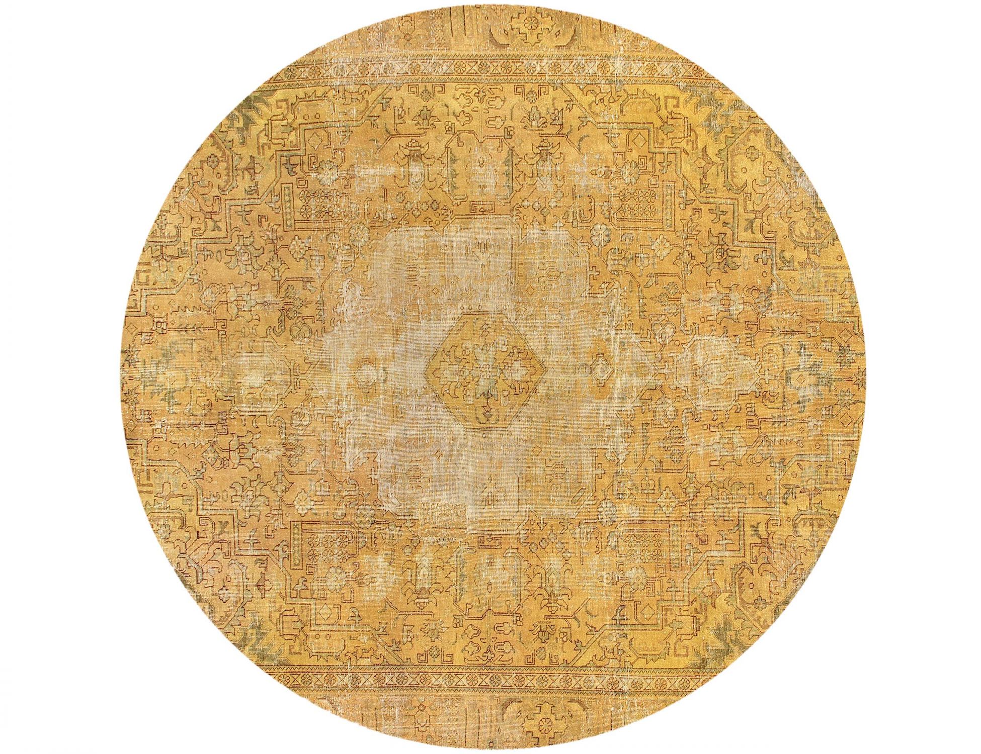 Perzisch Vintage Tapijt  geel <br/>270 x 270 cm