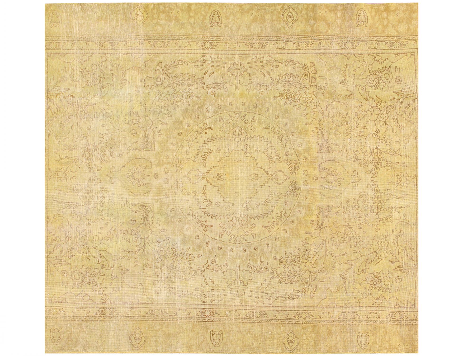 Perzisch Vintage Tapijt  geel <br/>214 x 214 cm