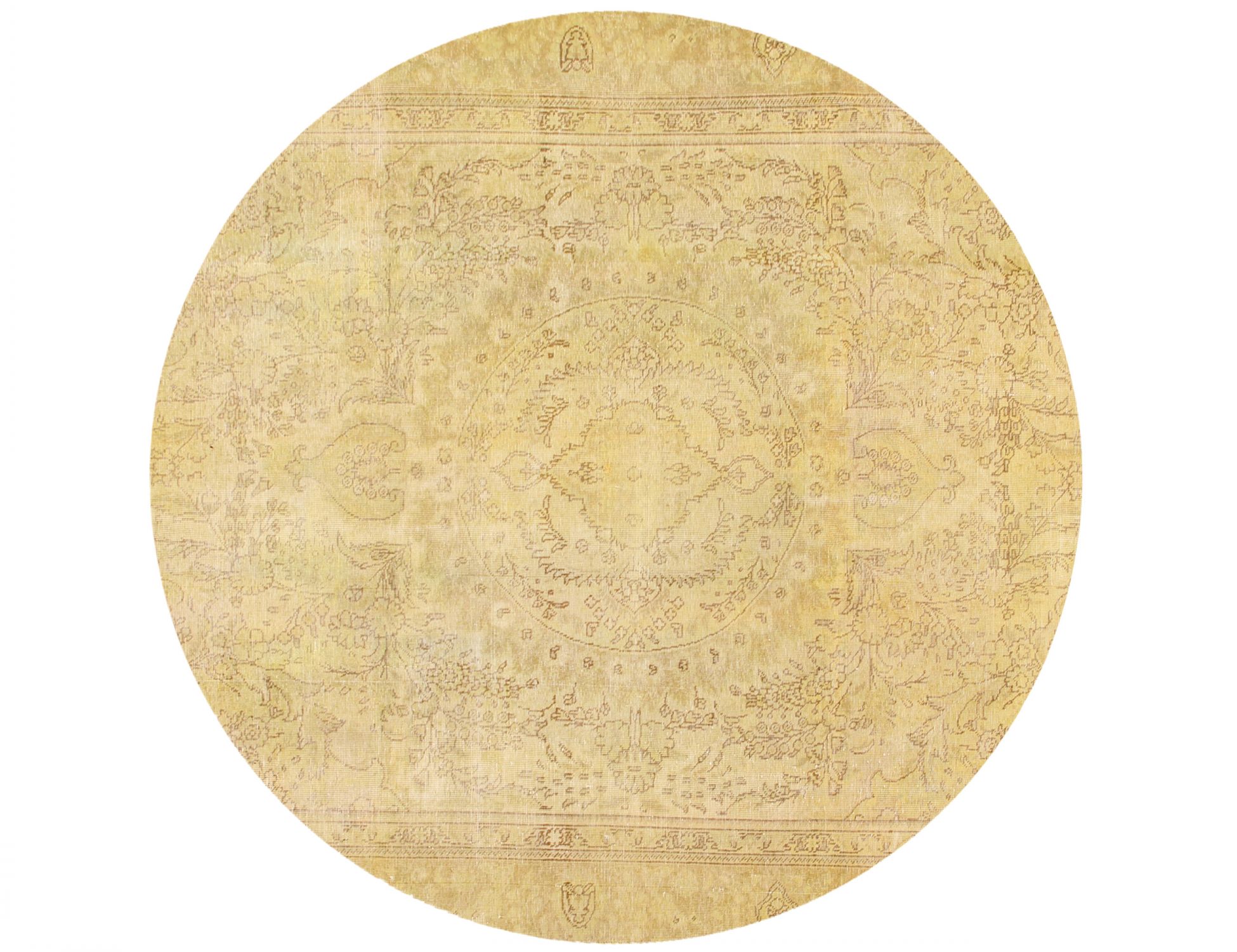 Rund  Vintage Teppich  gelb <br/>214 x 214 cm