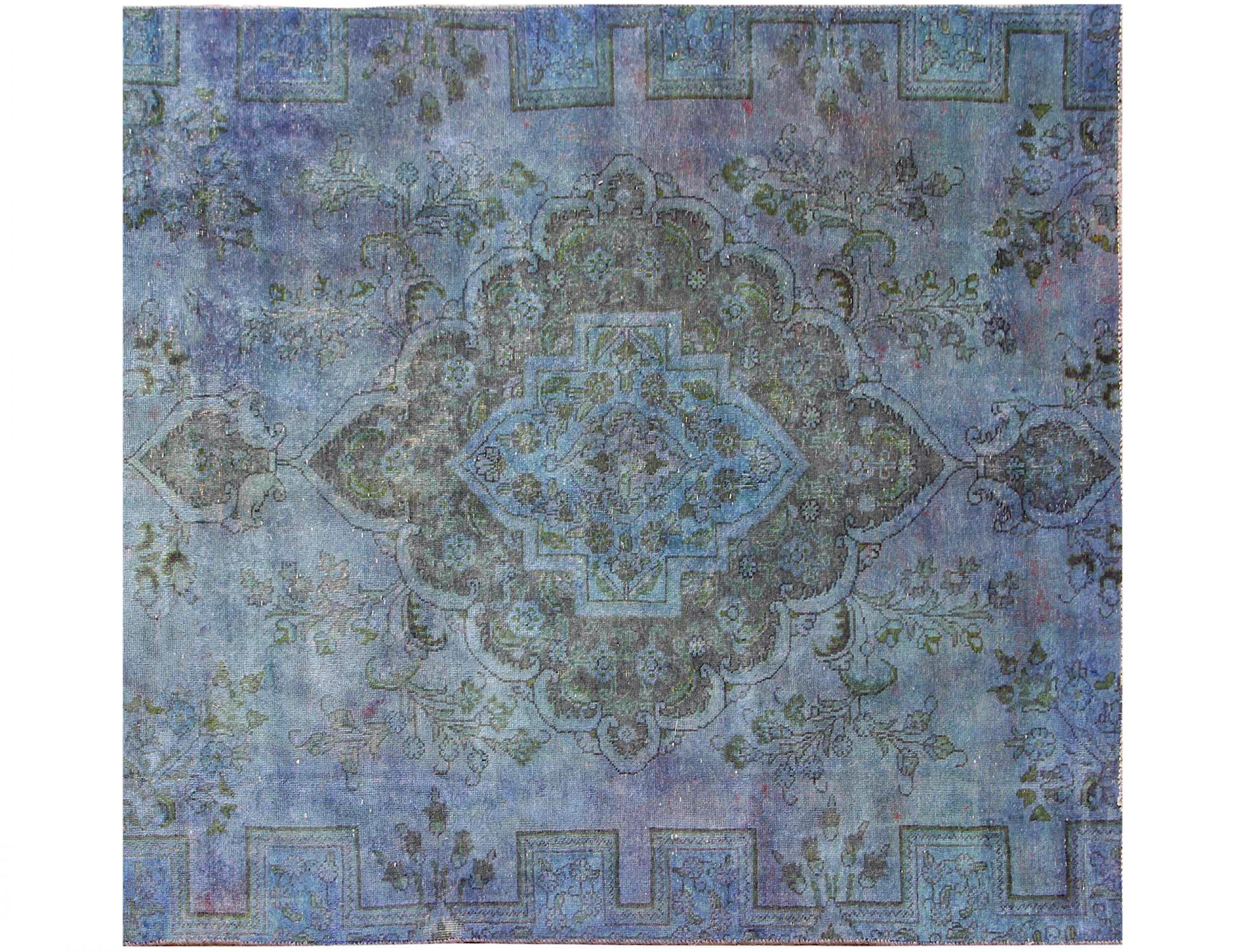 Quadrat  Vintage Teppich  türkis <br/>156 x 156 cm