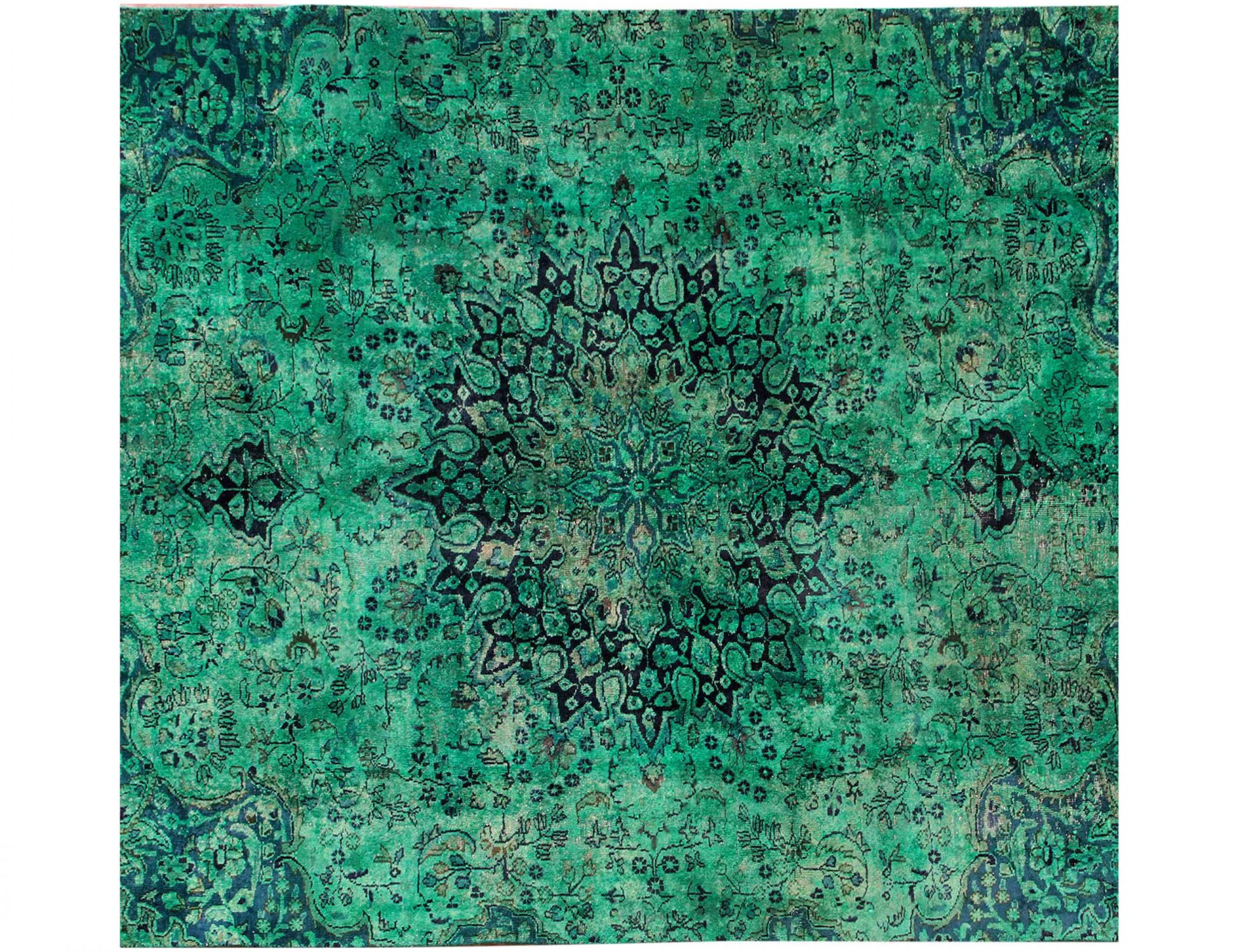Tapis Persan vintage  vert <br/>185 x 185 cm