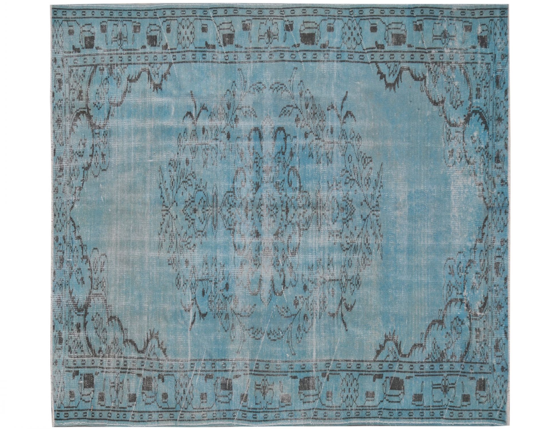 Quadrat Vintage Teppich  blau <br/>183 x 183 cm
