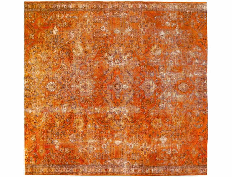 Orange Persien Persischer Vintage Teppich  227 x 227 cm