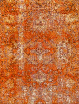 Orange Persien Persisk vintage matta  227 x 227 cm