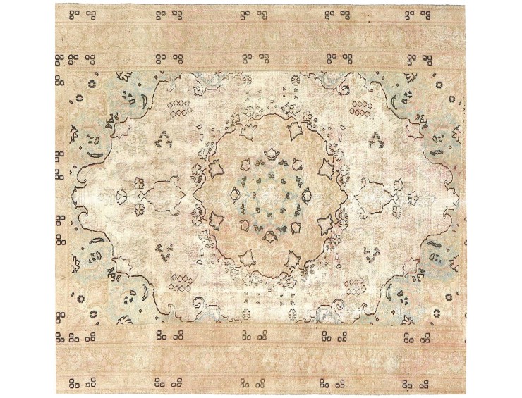 Beige Persien Persischer Vintage Teppich  188 x 188 cm