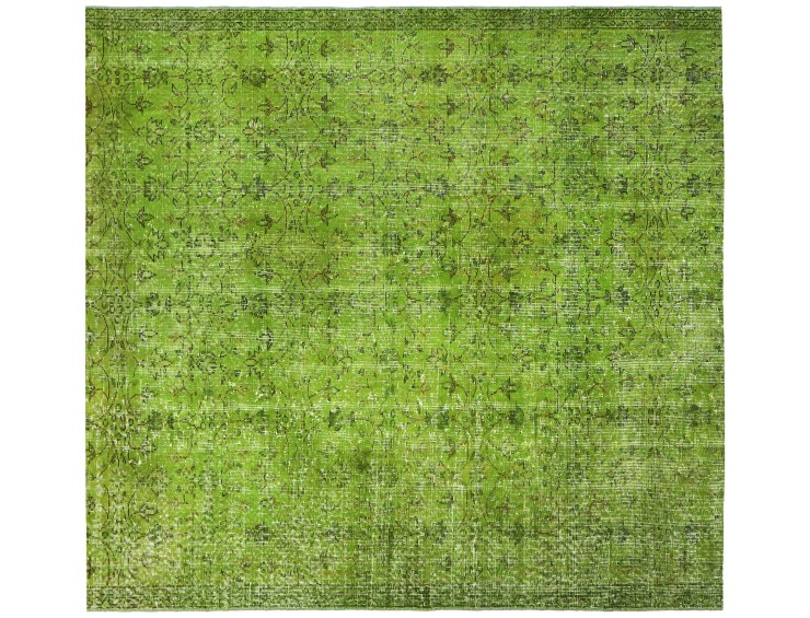 Grønn Tyrkia vintage teppe 180 x 180 cm