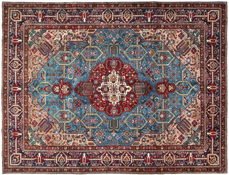 Blå Persien Tabriz Patina  390 x 309 cm