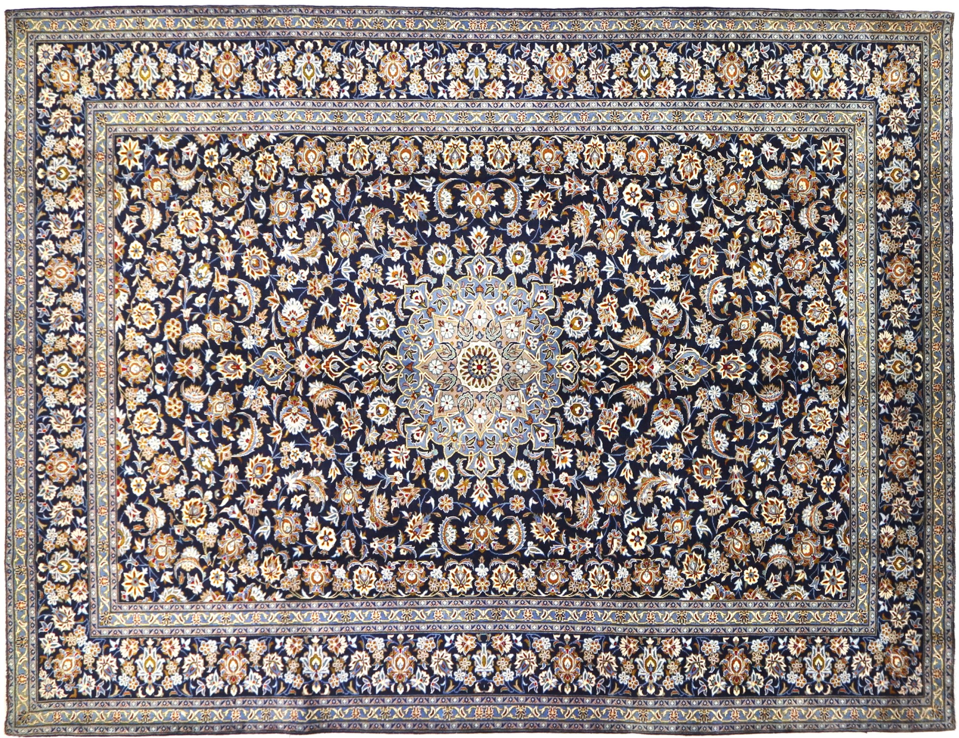 Blau Persien Ardakan Patina  401 x 296 cm - Einzigartiger handgefertigter Teppich