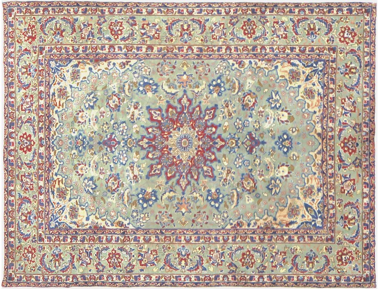 Grün Persien Kashmar Patina  296 x 196 cm