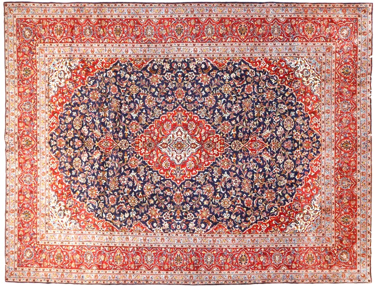 Blå Persien Kashan Patina  448 x 293 cm