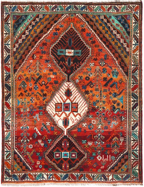 Multifarvet Persien Shiraz 219 x 189 cm