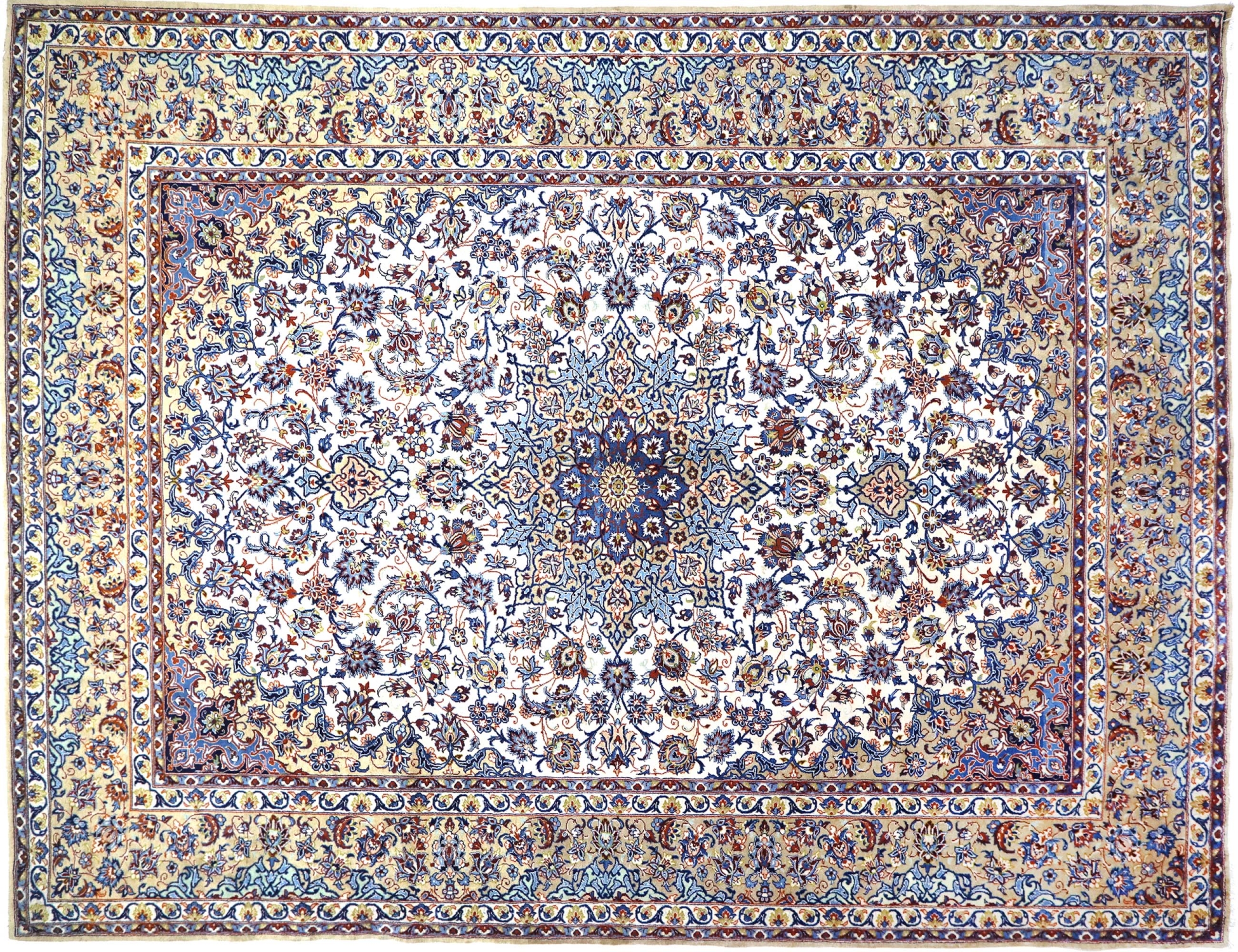 Beige Persa Keshan 480 x 356 cm - Alfombra única hecha a mano