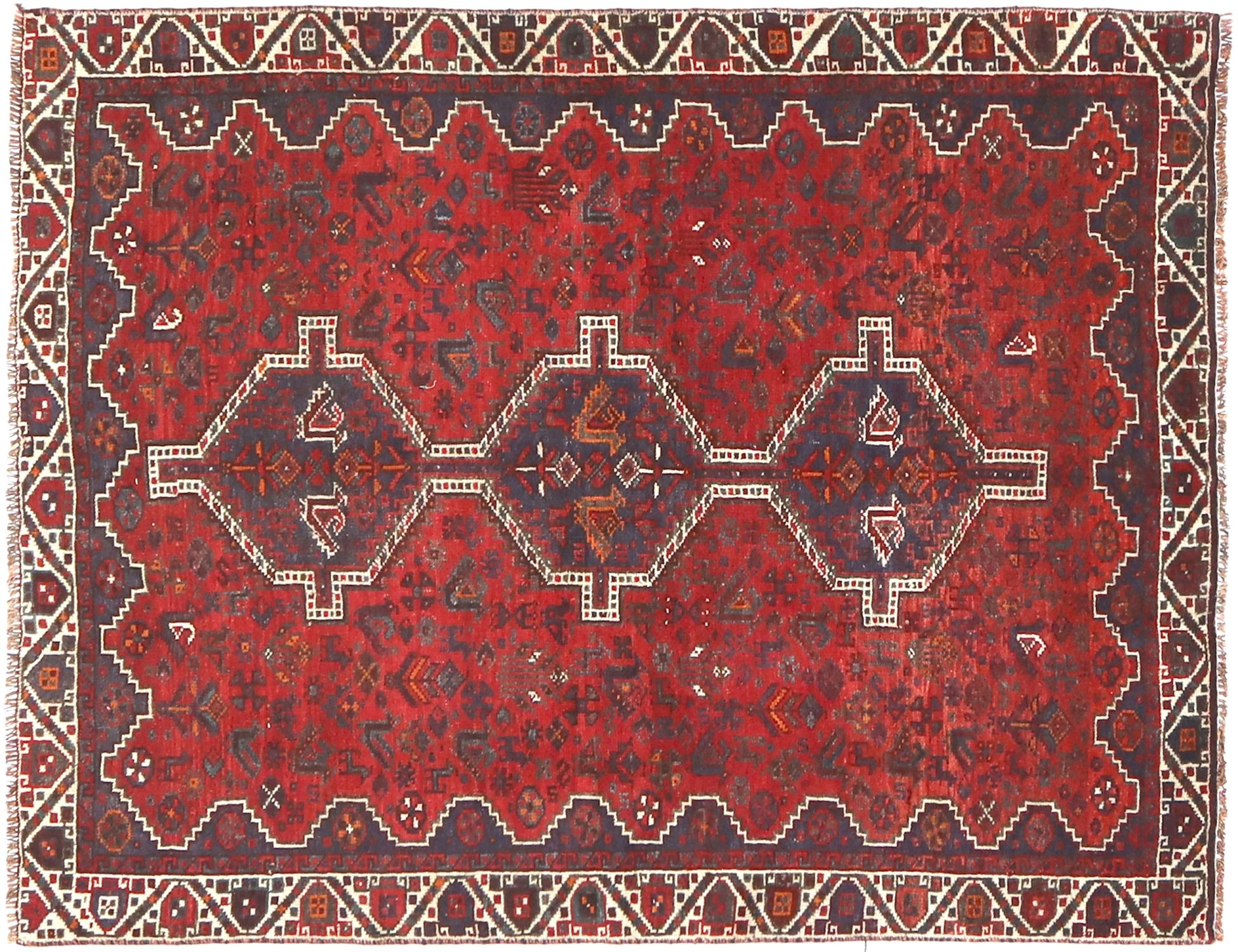 Persischer Vintage Teppich  rot <br/>195 x 145 cm