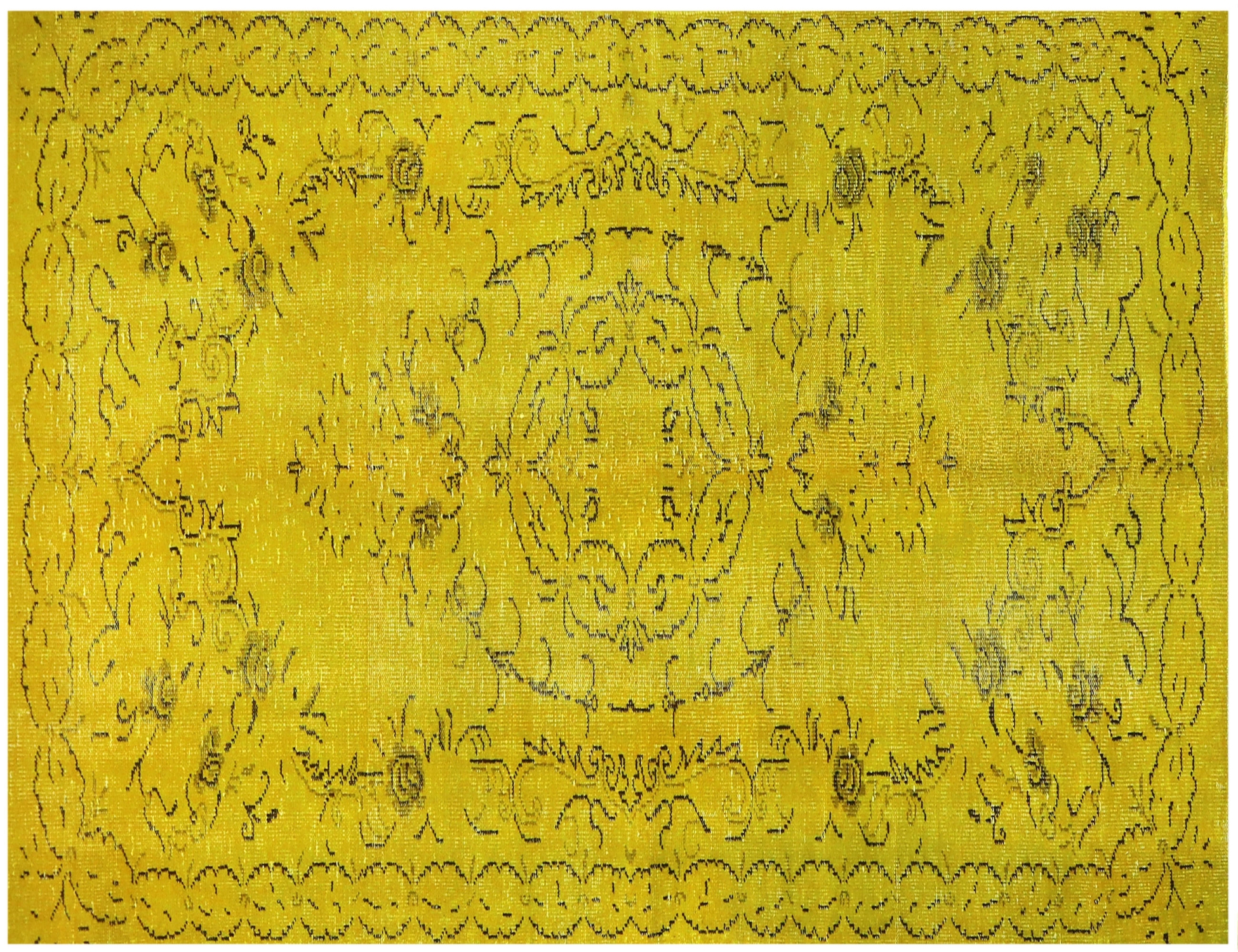 Keltainen Turkki vintage matot 280 x 153 cm - Ainutlaatuinen käsintehty matto