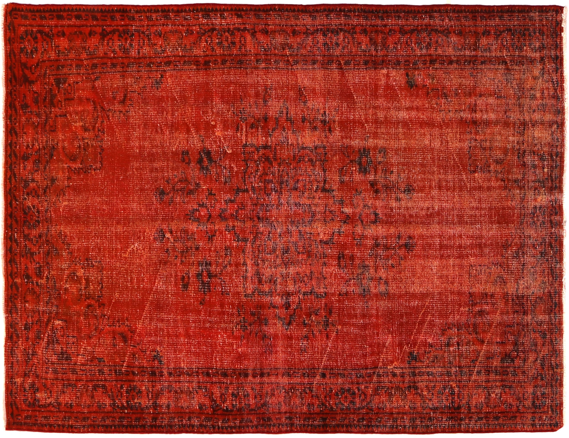 Rot Türkei Vintage Teppich 240 x 152 cm - Einzigartiger handgefertigter Teppich