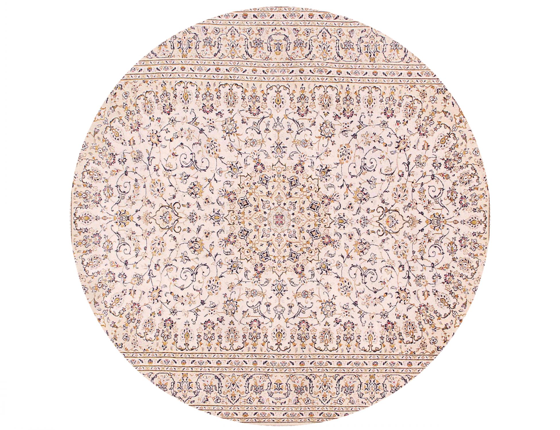 Rund Kashan Teppich  beige <br/>242 x 242 cm