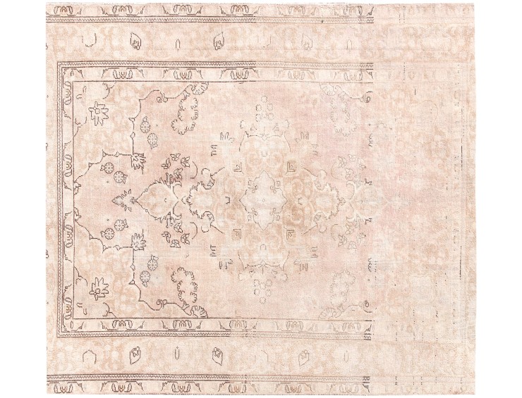 Beige Persien Persisk Vintagetæppe 195 x 195 cm
