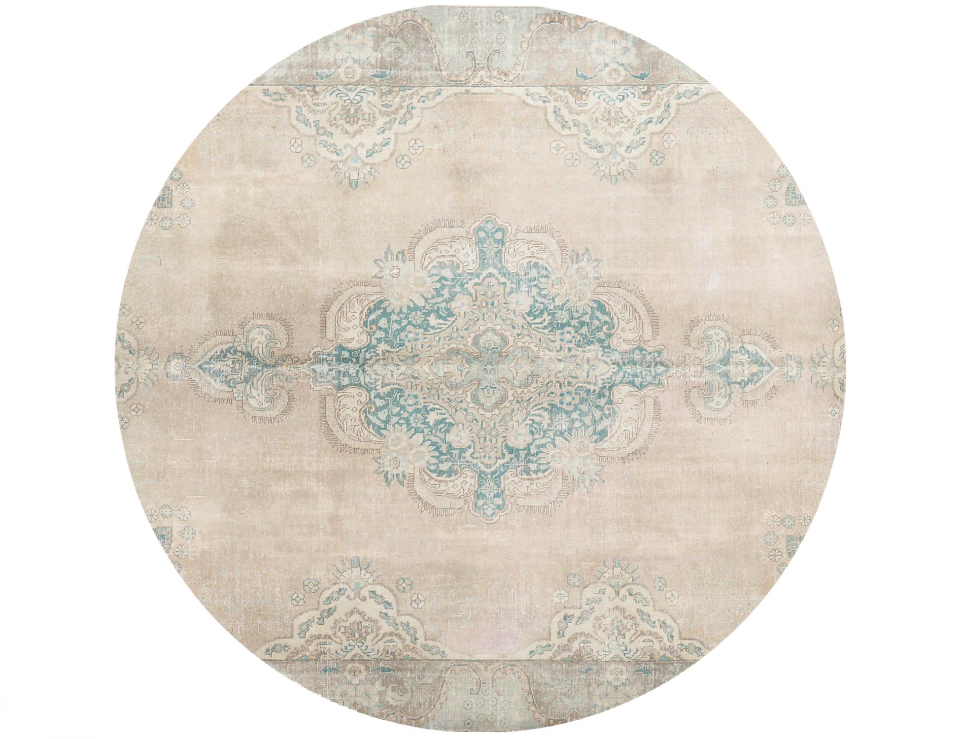 Rund Retro Teppich  beige <br/>295 x 295 cm