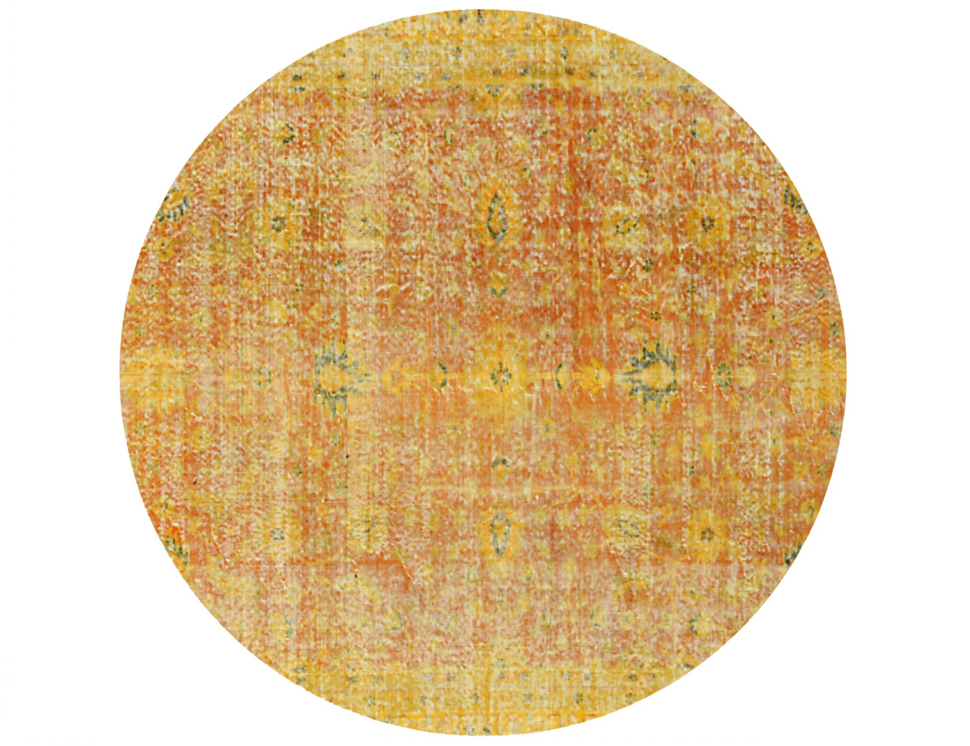 Rund Vintage Teppich  gelb <br/>177 x 177 cm