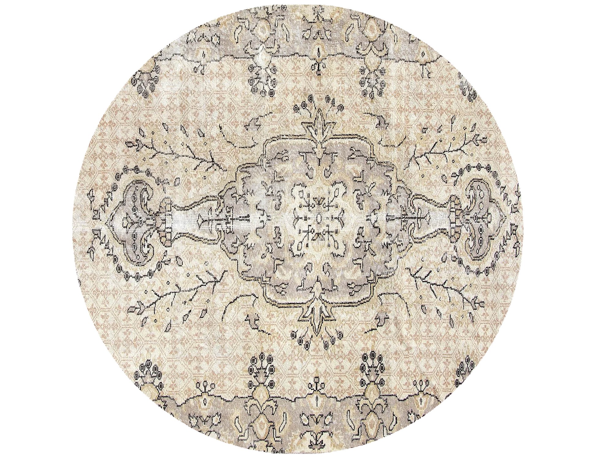 Beige Turkiet vintage matta  168 x 168 cm - Unik handgjord matta