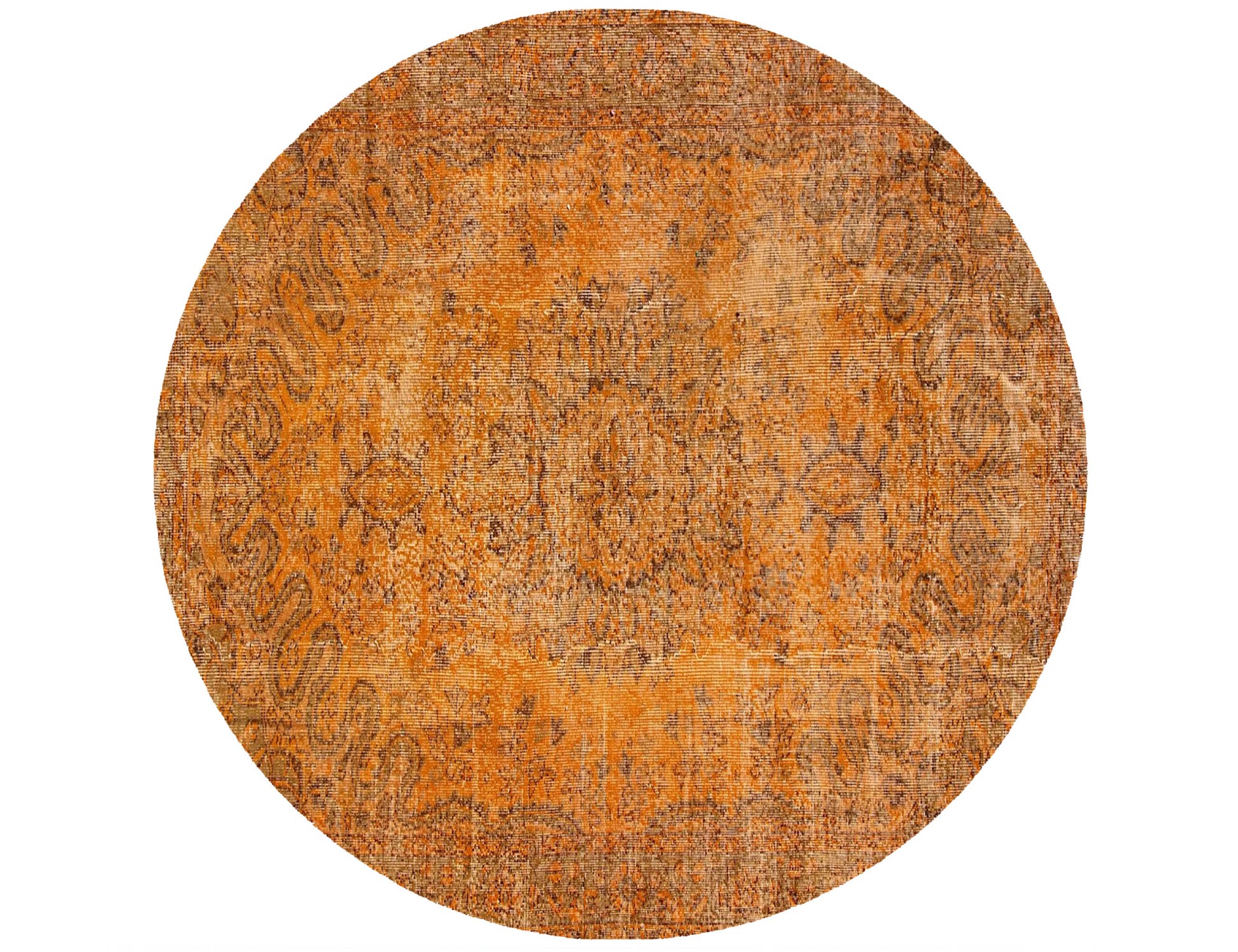 Orange Tyrkiet Vintagetæppe  165 x 165 cm - Unikt håndlavet tæppe