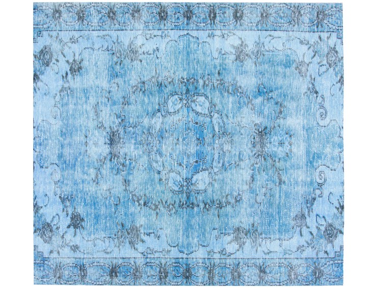 Blå Tyrkiet Vintagetæppe  181 x 181 cm