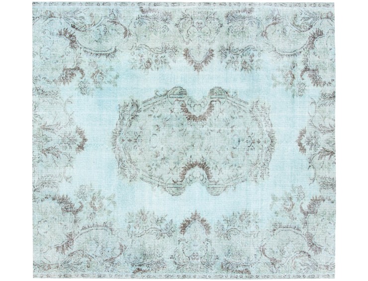 Blå Tyrkiet Vintagetæppe 194 x 194 cm