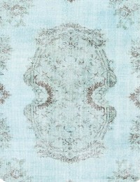 Blå Tyrkiet Vintagetæppe  194 x 194 cm