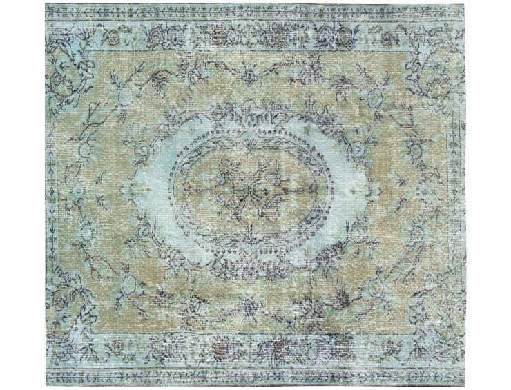 Grøn Tyrkiet Vintagetæppe  164 x 164 cm