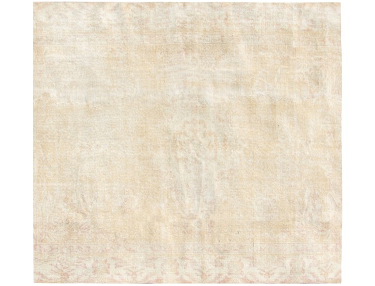 Beige Tyrkiet Vintagetæppe  160 x 160 cm