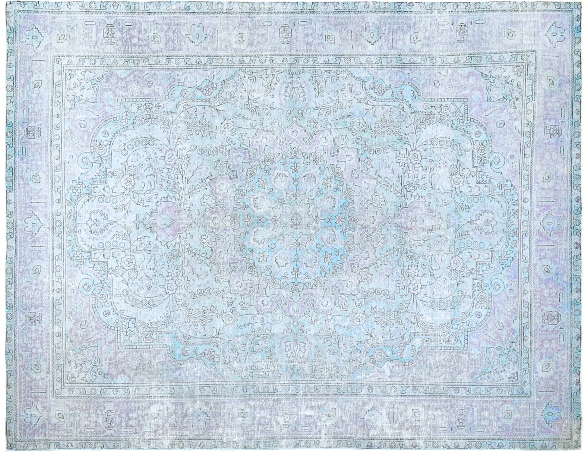 Blau Persien Persischer Vintage Teppich 338 x 241 cm - Einzigartiger handgefertigter Teppich