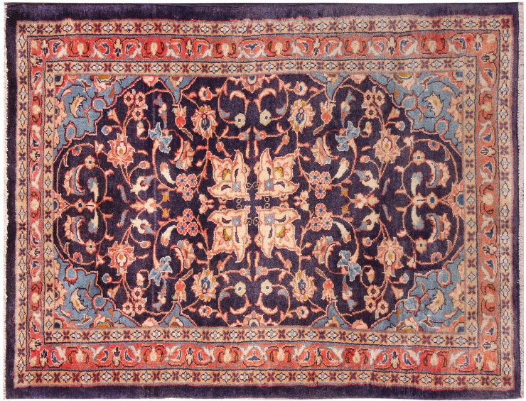 Blu Persiano Farahan Tappeto 133 x 90 cm