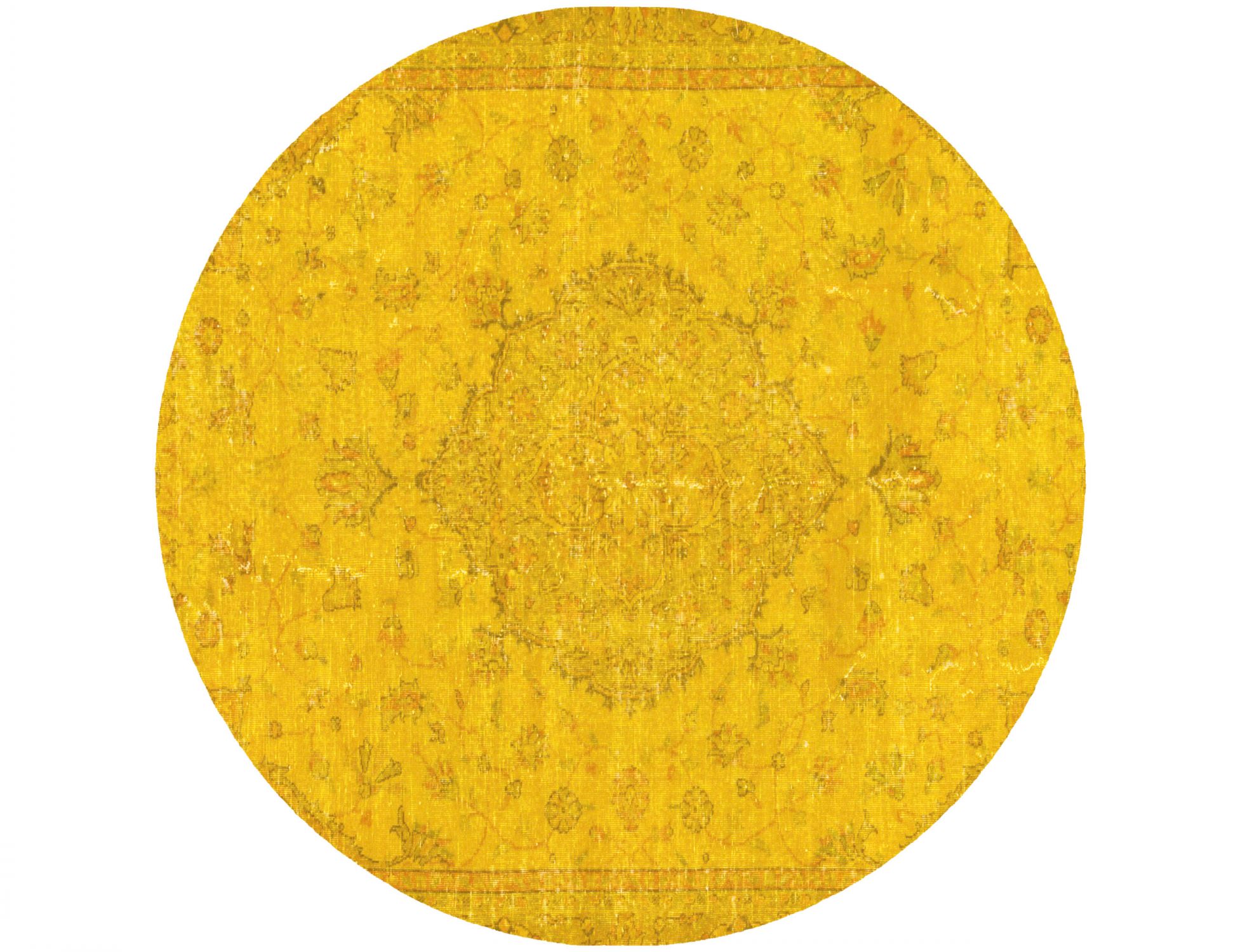 Rund Vintage Teppich  gelb <br/>176 x 176 cm