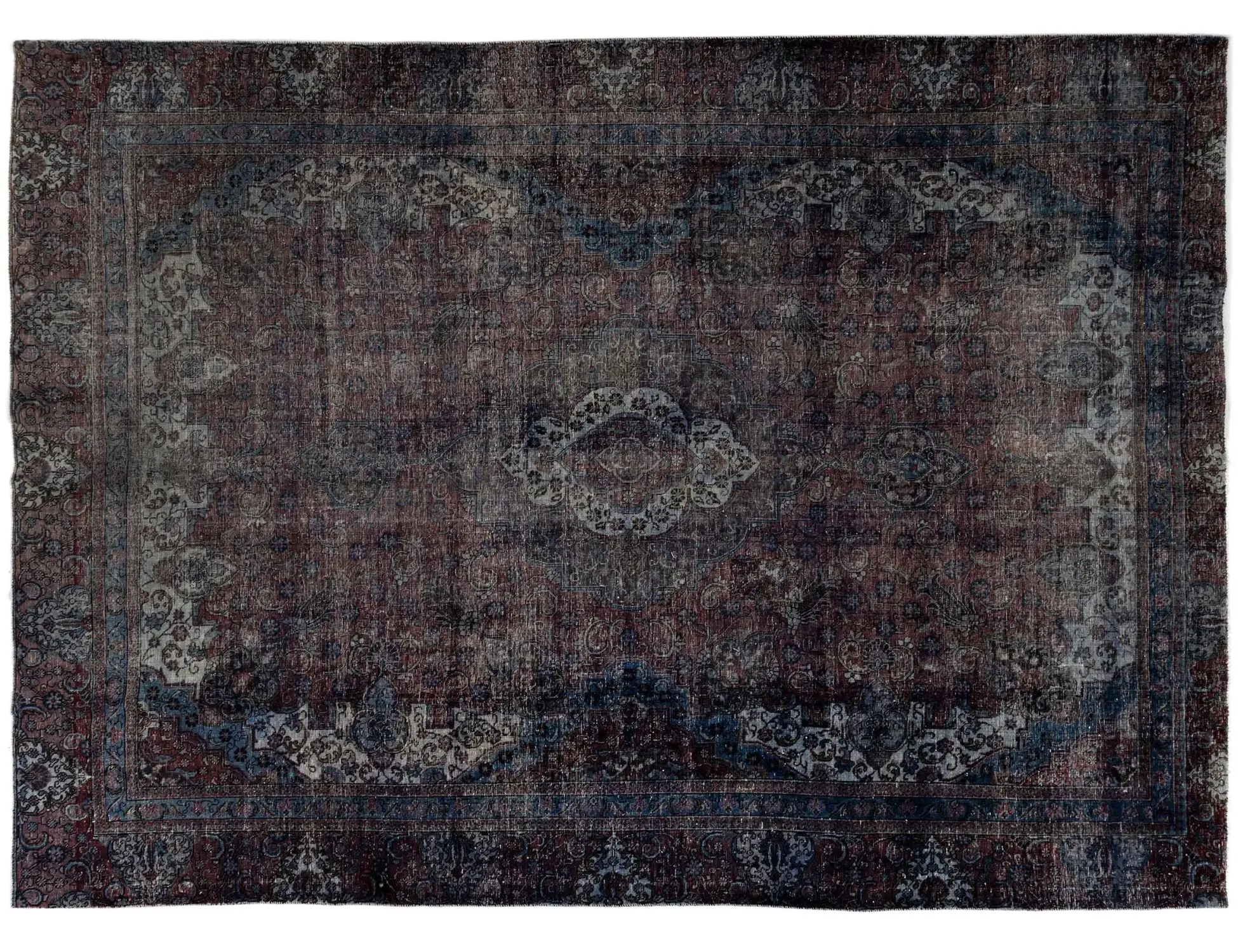 Blu Persiano Tappeto Vintage 384 x 300 cm - Tappeto unico fatto a mano