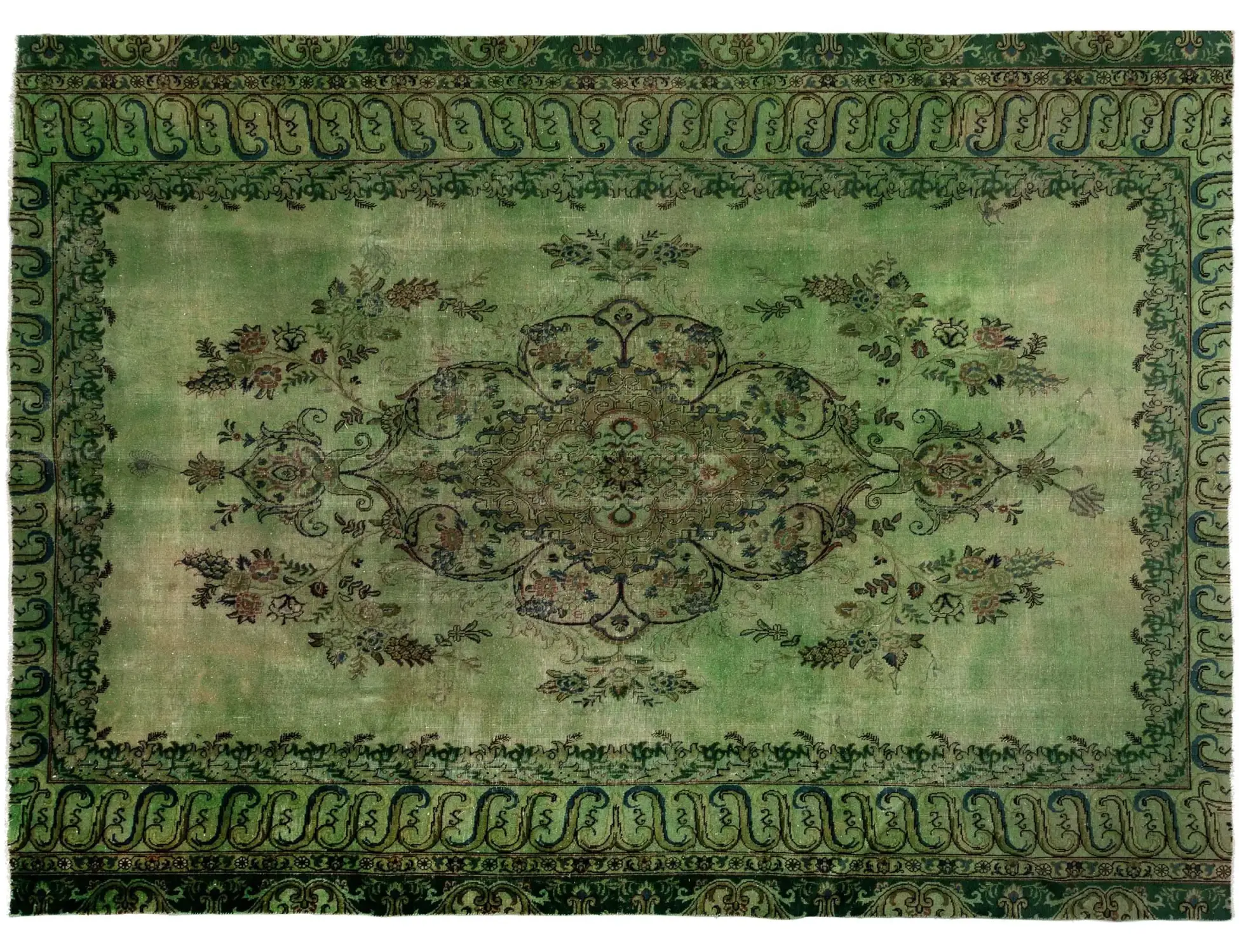 Grön Persien Vintage Matta 318 x 278 cm - Unik handgjord matta