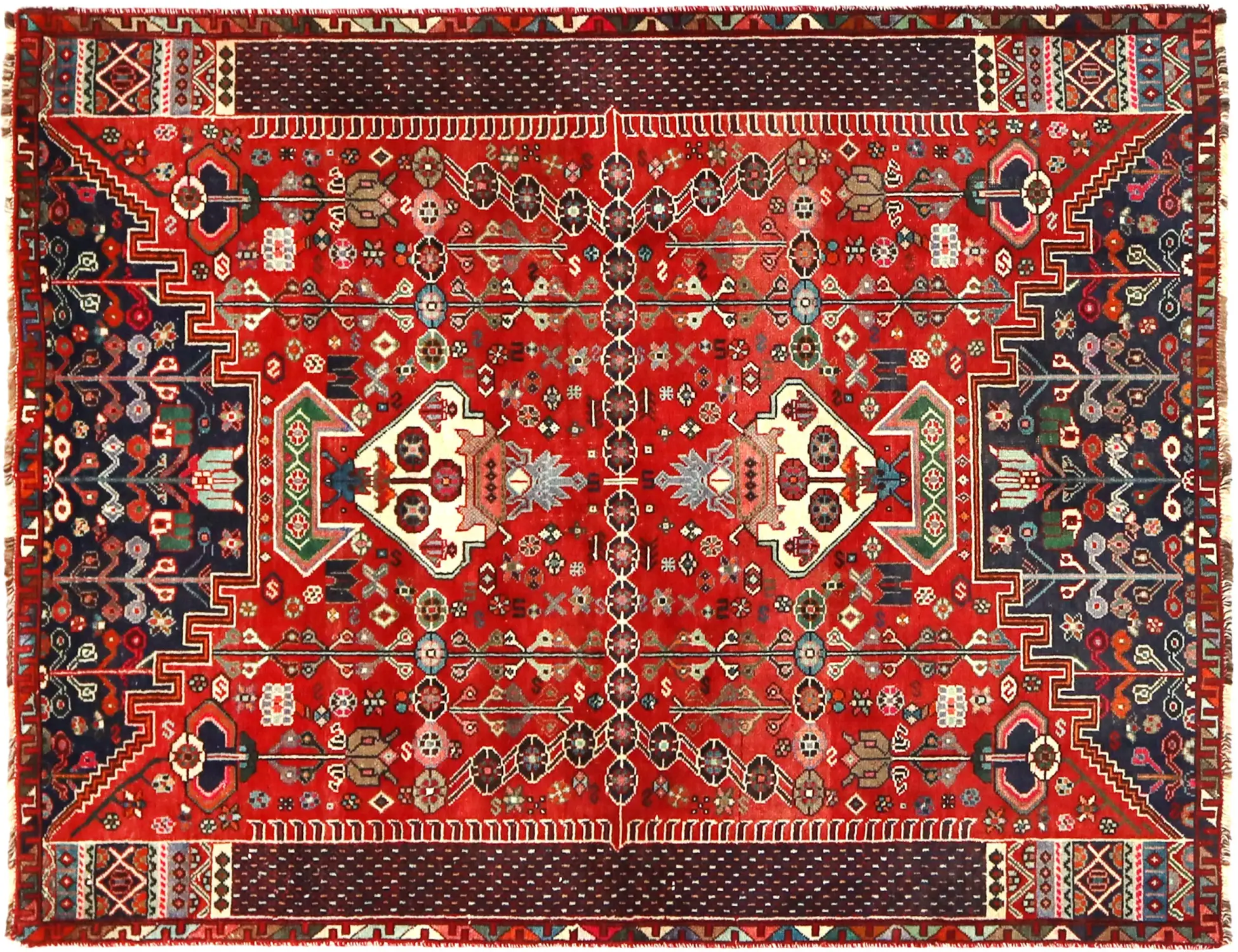 Rød Persien Persisk Vintagetæppe  209 x 144 cm