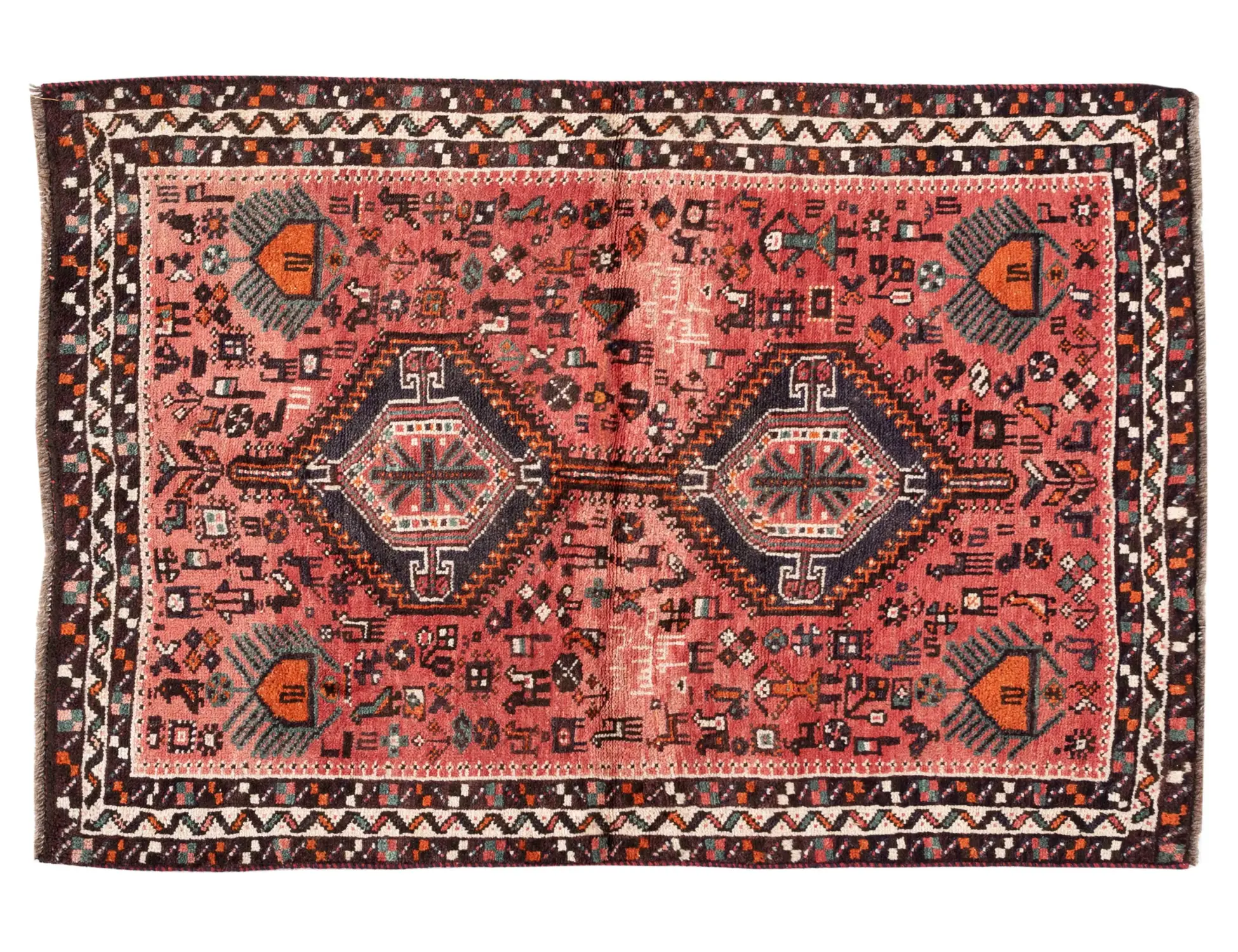 Röda Persien Shiraz  135 x 105 cm - Unik handgjord matta