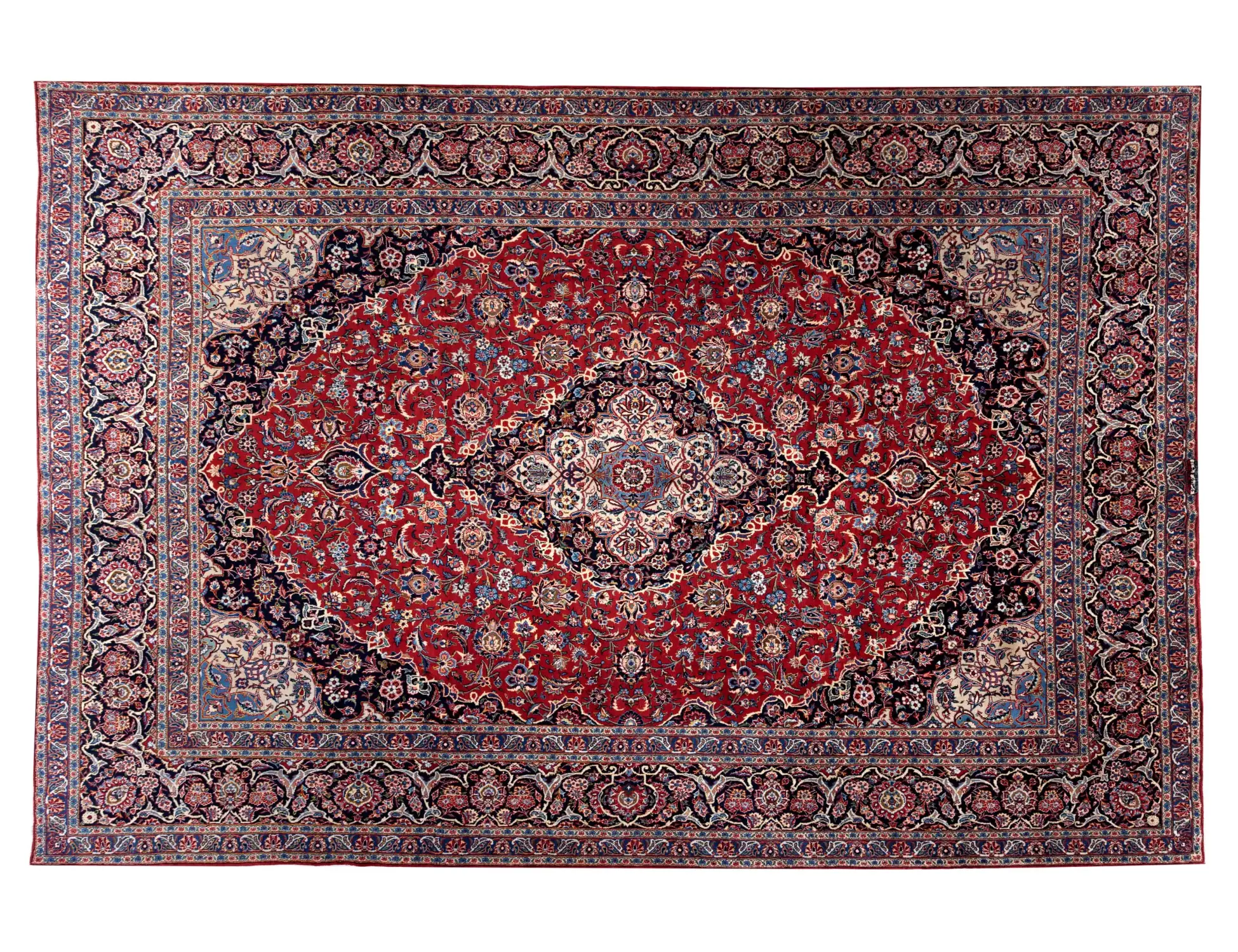Rosso Persiano Keshan  420 x 300 cm - Tappeto unico fatto a mano
