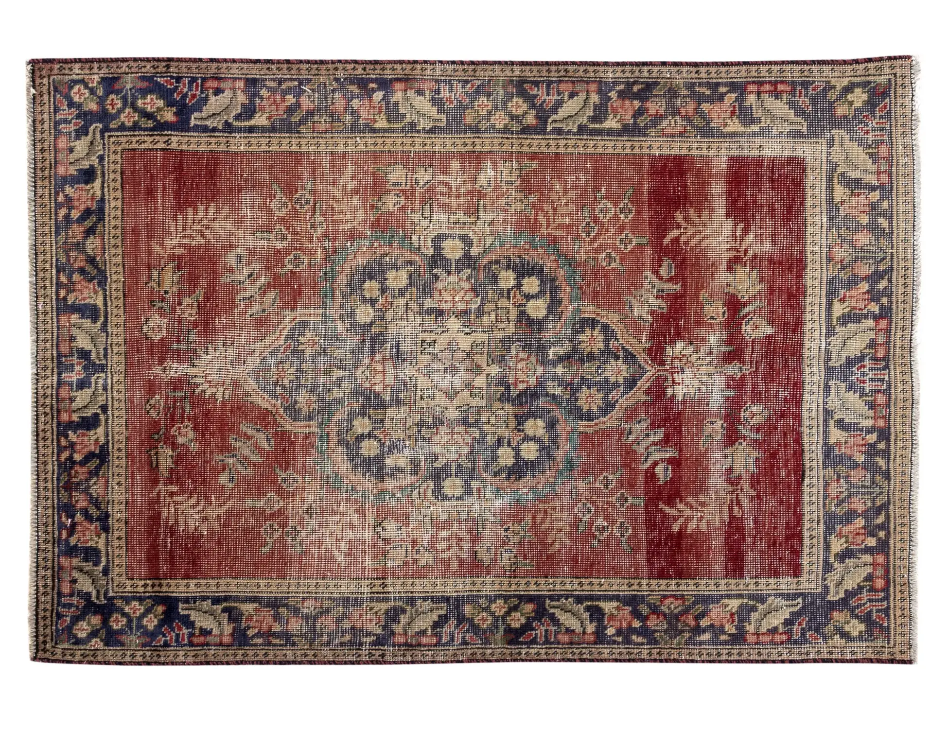 Rood Perzië Perzisch Vintage Tapijt  136 x 109 cm - Uniek handgemaakt tapijt