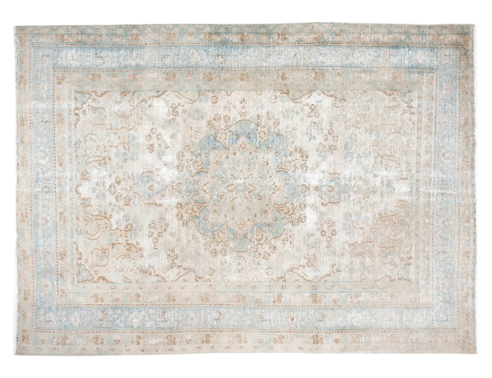 Grau Persien Persischer Vintage Teppich  282 x 196 cm - Einzigartiger handgefertigter Teppich