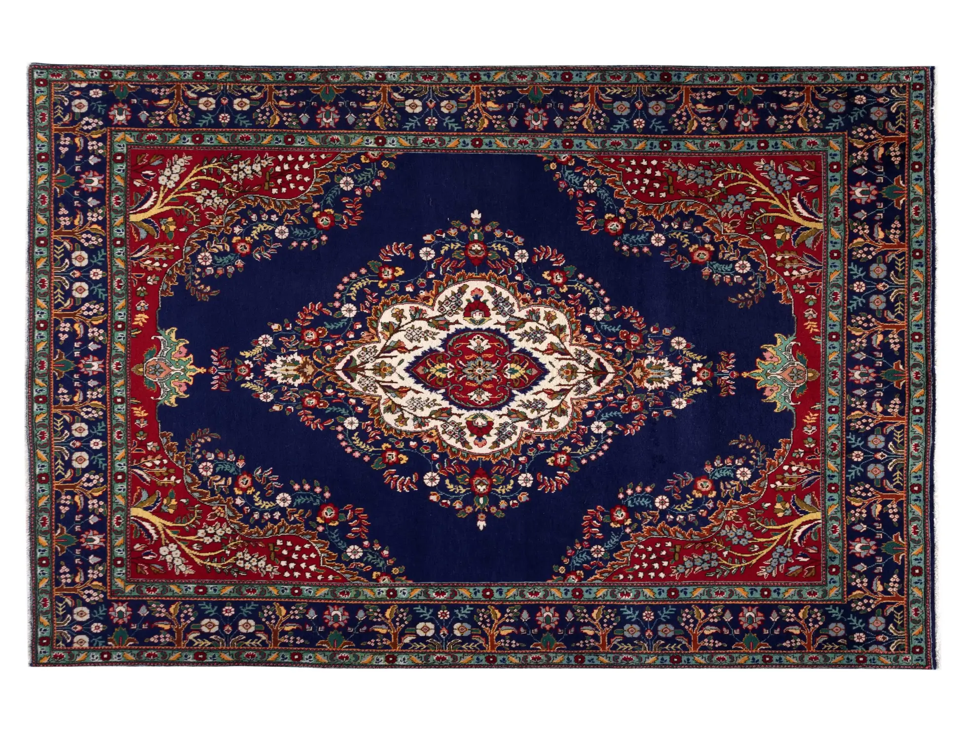 Blå Persien Tabriz  338 x 264 cm - Unik handgjord matta