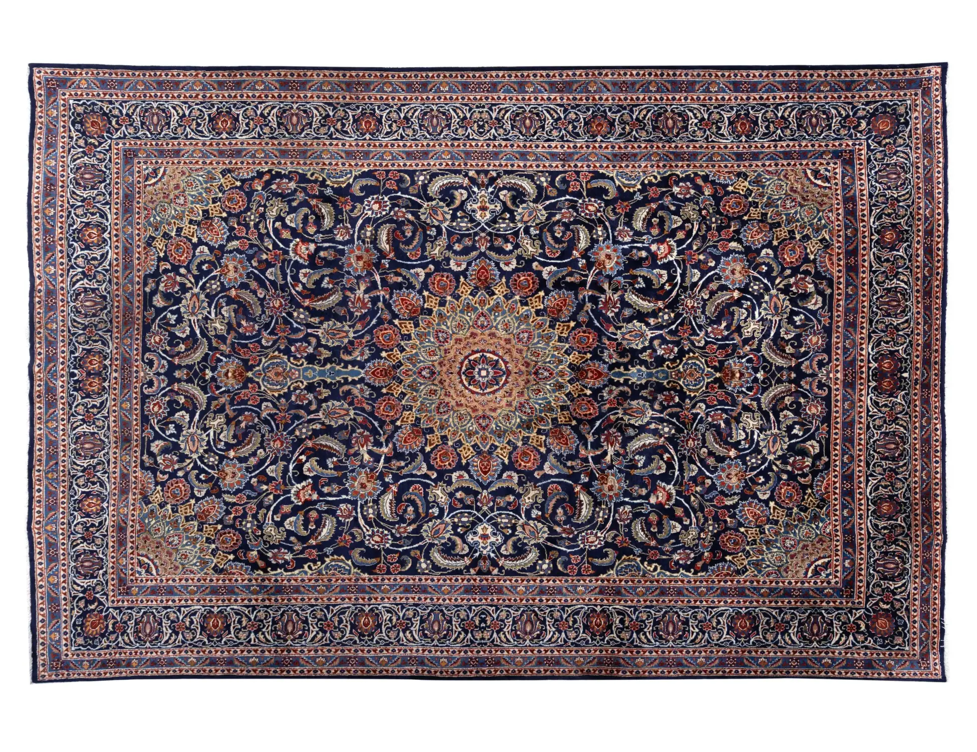 Bleu Persan Khorasan  405 x 293 cm - Tapis fait main unique